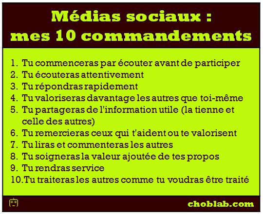 medias sociaux 10 commandements